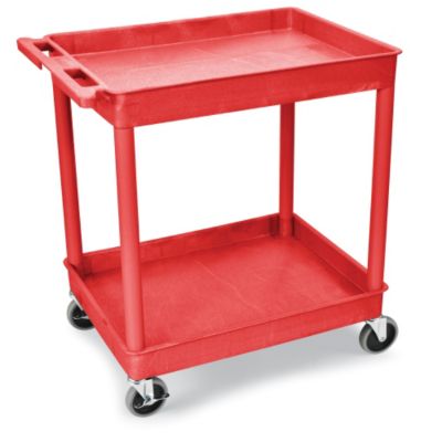 Luxor Tray Shelf Carts   32Wx24D Shelf   38 1/2H   Red