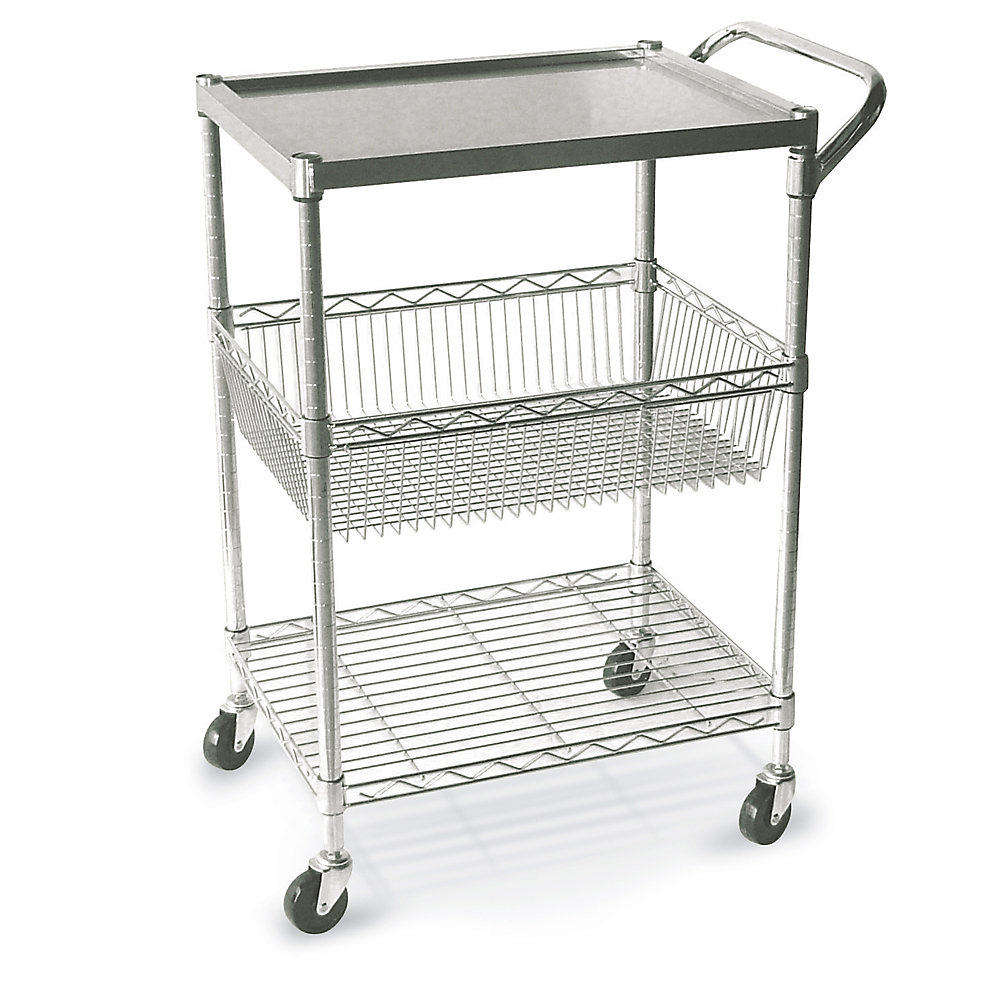 Relius Solutions Stainless Steel Combo Utility Cart   23.6Wx17.7D Shelf