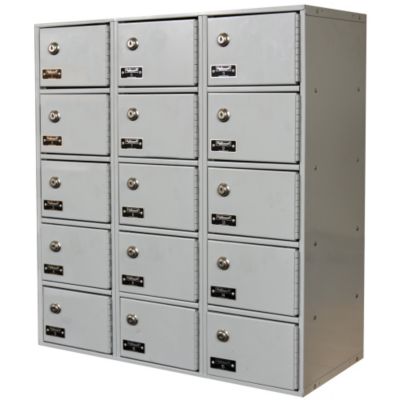 Hallowell Cell Phone And Tablet Locker   7 1/2 X11x5 1/2 Openings   3 Lockers Wide   Keyed Lock   Light Gray  (UCTL392(30) 5A K PL)