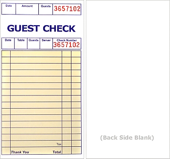 1-Part Guest Checks - Buy Direct and Save