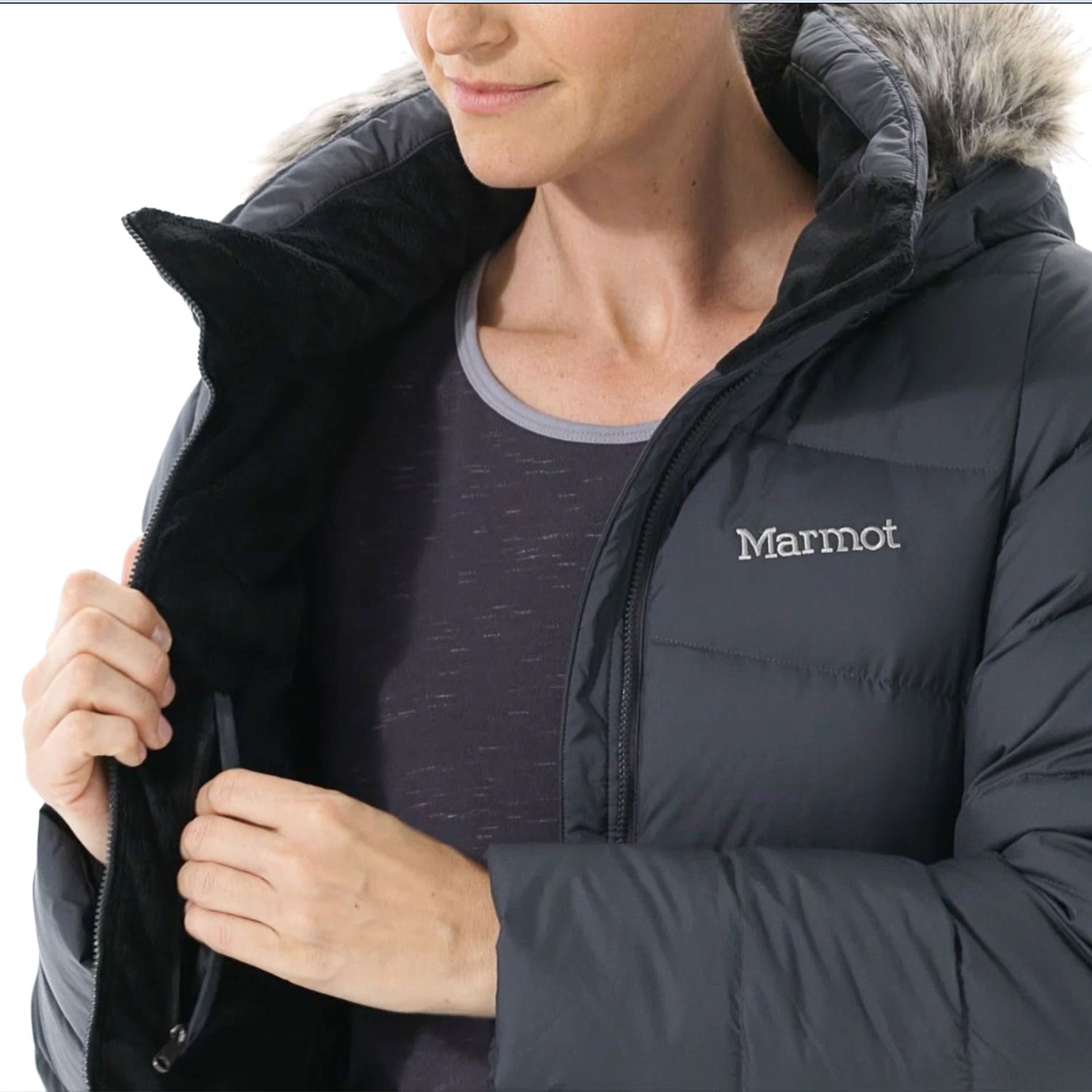 marmot women's jacket with fur hood