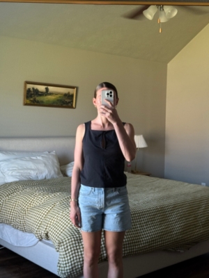 Keyhole Seamed Tank Top