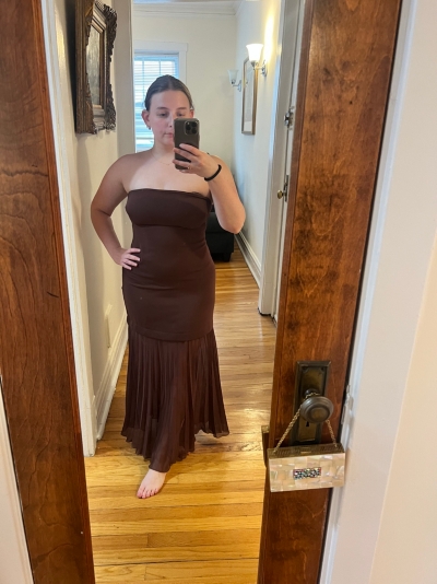 strapless twofer sheer dress anthropologie Strapless Twofer Sheer Dress