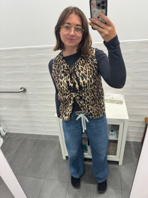 Leopard Tie Front Gilet | Nuuly