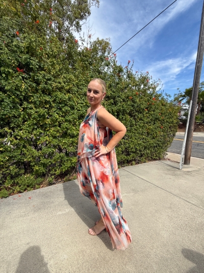 let me be blurred floral asymmetrical dress Blurred Floral Asymmetrical Dress