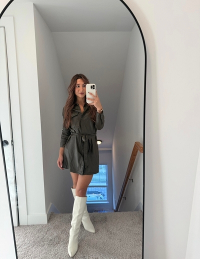sanctuary leather dress Sanctuary Leather Like Shirt Dress in Black