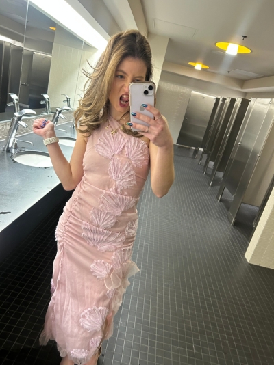 open lace back dress MÉLANI The Label APHRODITE Metallic One Shoulder Formal Dress main image 0