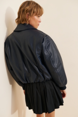 Vegan-Leather Cinch Bomber Jacket | Nuuly