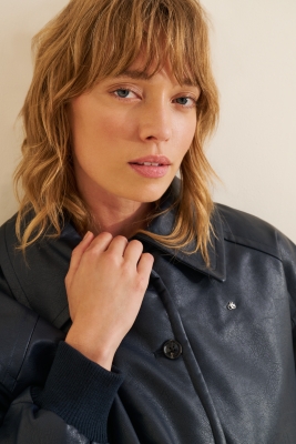 Vegan-Leather Cinch Bomber Jacket | Nuuly