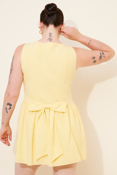 knee length dresses for ladies Yellow Crochet Mini Dress with Fringe Summer Festival – FINESSE main image 1