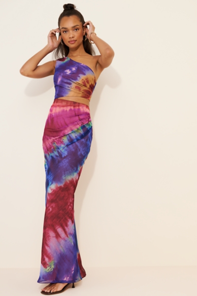 open lace back dress Tori Draped One Shoulder Gown  THEIA