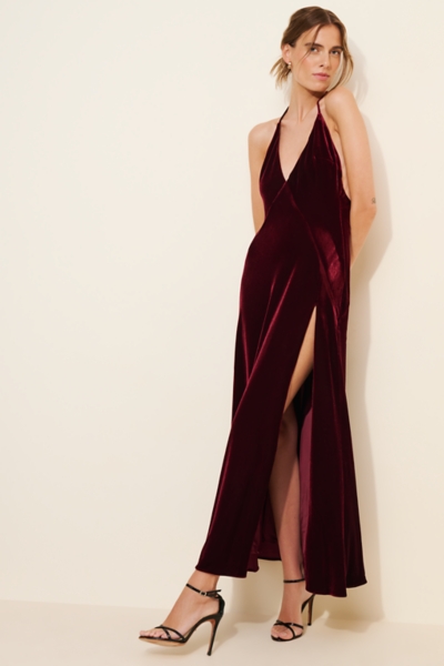 lou & grey signaturesoft henley pocket dress Halter Mermaid Maxi Dress in Burnt Orange – Modsele