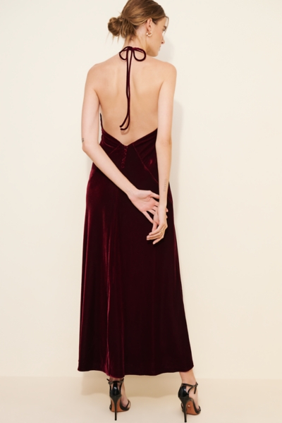 Yve Velour Halter Dress | Nuuly