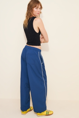 【U LAN】(UNISEX) Triple Track Wide Pants LU'U DAN - BLACK SUPA-SLEAZE TRACK PANTS