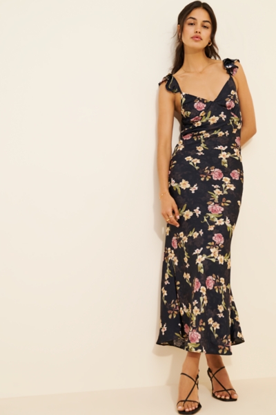 knee length dresses for ladies Posy Mesh Slip Dress Black/Royal / M main image 0