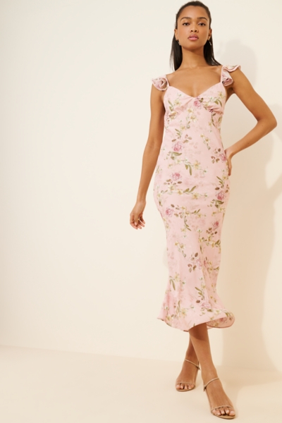 pink floral slip dress Petal and Pup Women's Posse Midi Slip Dress