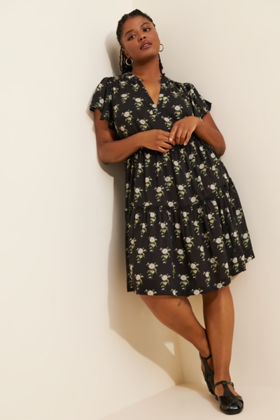 ruffle v neck mini dress BLOOMFIELD Pink Floral Ruffle Mini Dress