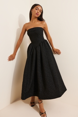 Jacquard Strapless Midi Dress