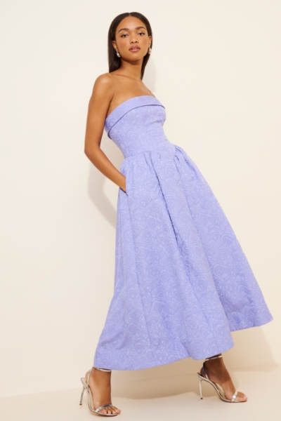 Strapless Floral Organza Mini Dress