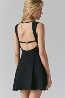 Leah Denim Pleated Drop Waist Mini Dress