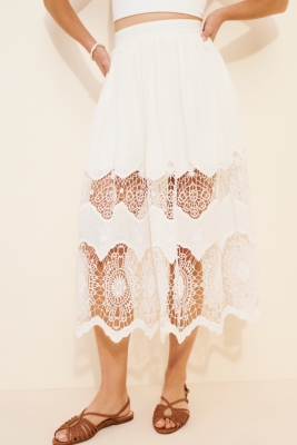 ★LUVISTRUE★CURVED L LACE MIDI SKIRT(WHITE)★正規品/送料込 Ceren Crochet Lace Skirt– ASTR the Label
