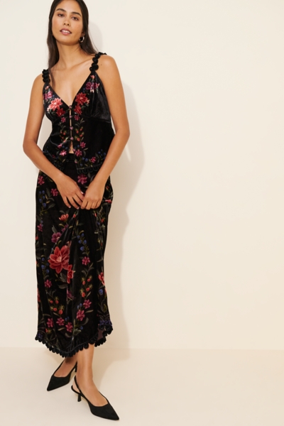 Belle Garden Velvet Midi Skirt | Nuuly