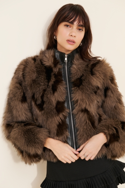 Lillet Patchwork Faux-Fur Bomber | Nuuly
