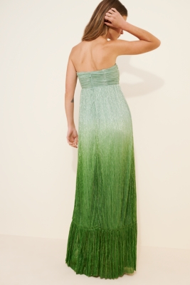 Metallic Ombré Strapless Maxi Dress