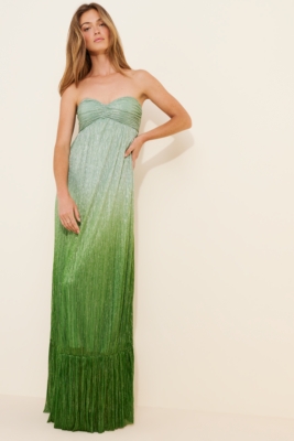 Metallic Ombré Strapless Maxi Dress
