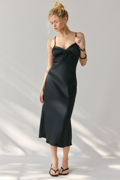knee length dresses for ladies Melody Chain Strap Satin Midi Dress • Shop American Threads Women's Trendy Online Boutique Pink / M main image 1