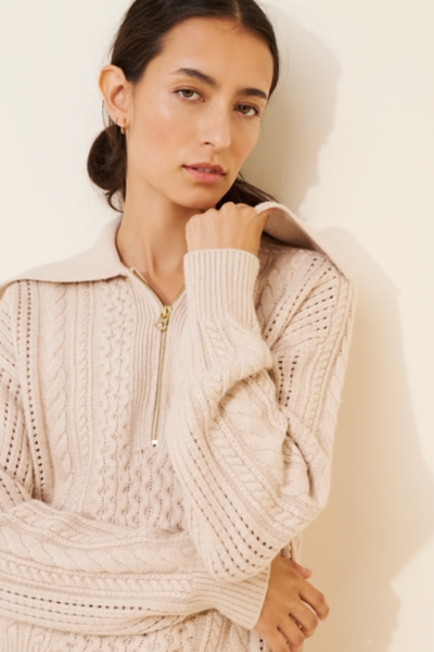 Camello Relaxed Cable Half-Zip Sweater | Nuuly