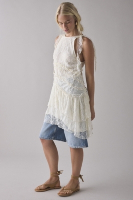 新品 ACLENT Asymmetry lace mini dress Alicia Asymmetric Cascading Ruffle Lace Mini Dress | Nuuly
