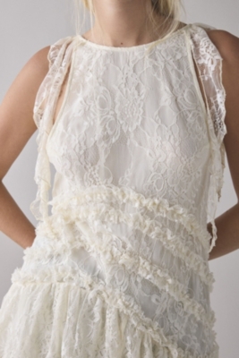 新品 ACLENT Asymmetry lace mini dress Alicia Asymmetric Cascading Ruffle Lace Mini Dress | Nuuly