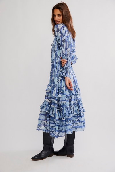 garden maxi dress Alie Street Sophia (Japanese Garden) Lined to last tier Women's Venetian Garden Dress, Green