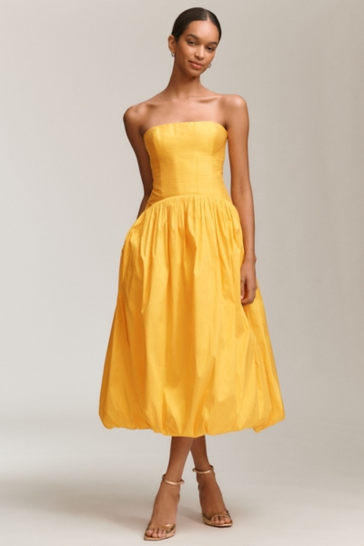 Strapless Drop-Waist Bubble Midi Dress | Nuuly