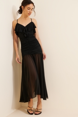 Gathered Ruffle Maxi Dress
