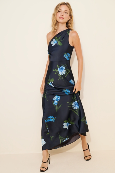 blue dress for baby girl Vivienne Premium Embellished Plunge Asymmetric Maxi Dress in Sky Blue