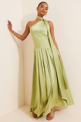 One-Shoulder Scarf Maxi Dress