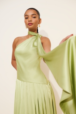 One-Shoulder Scarf Maxi Dress