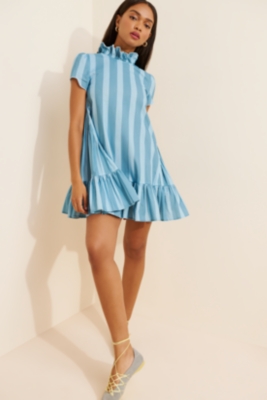Ruffle Neck Babydoll Mini Dress