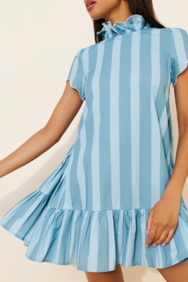 Ruffle Neck Babydoll Mini Dress
