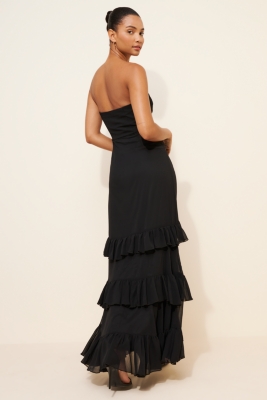 Strapless Ruffle Tiered Maxi Dress