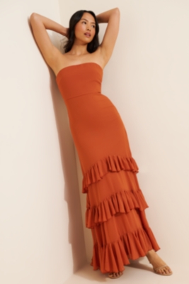 Strapless Ruffle Tiered Maxi Dress