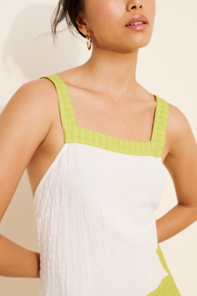 Sleeveless Square-Neck Drop-Waist Apron Maxi Dress | Nuuly