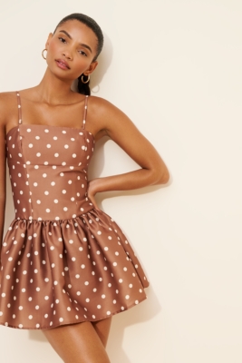 Structured Taffeta Polka Dot Mini Dress | Nuuly