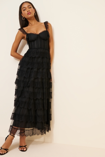 nuuly formal dresses Prom + Gowns High-Neck Lace Velvet Maxi Dress