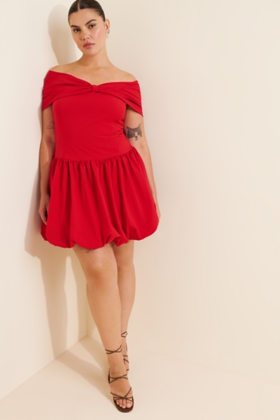 strapless open back dress Augusta Off The Shoulder Foldover Mini Dress • Shop American Threads Black / M main image 0