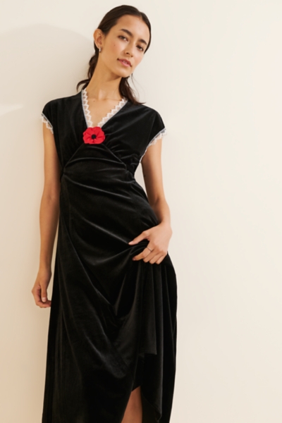 open lace back dress Like Fine Wine Asymmetrical Halter Burnout Velvet Midi Dress – VICI main image 1