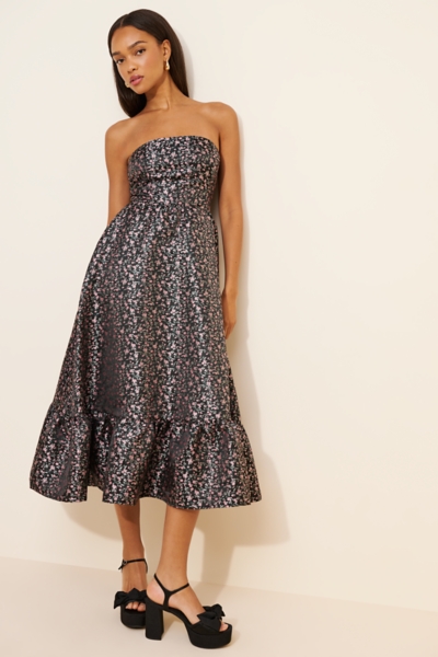 Glenn Strapless Jacquard Midi Dress | Nuuly