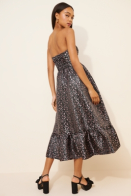 Glenn Strapless Jacquard Midi Dress